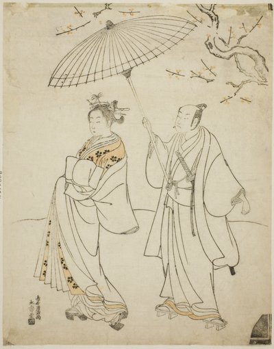 De acteurs Ichikawa Komazo I (L) en Nakamura Matsue I (R) door Torii Kiyomitsu I