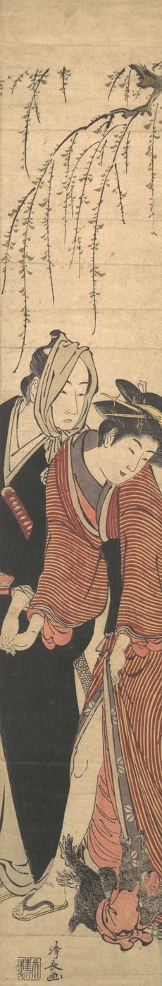 Een Paar Geliefden die met een Aap Spelen, 1780 door Torii Kiyonaga