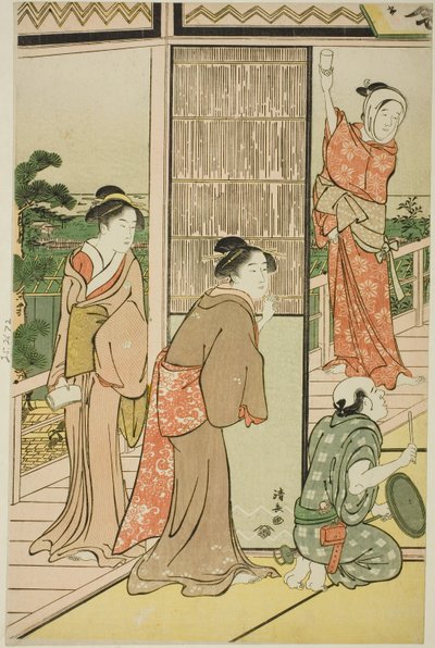Een feest in de Shinagawa Pleasure Quarters door Torii Kiyonaga