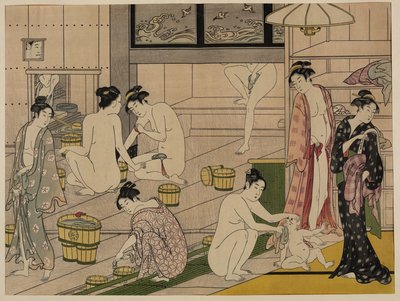 Badhuis, ca. 1785 door Torii Kiyonaga