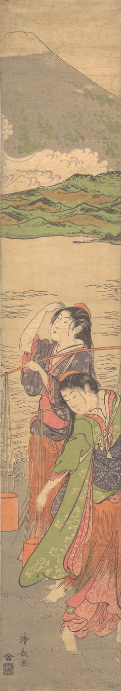 Dans van de strandmeisjes door Torii Kiyonaga