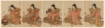 Vijf muzikanten (Gonin bayashi) door Torii Kiyonaga