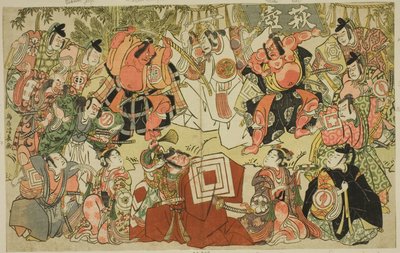 Hagitsubo - Een parodie op Shibaraku door Torii Kiyonaga