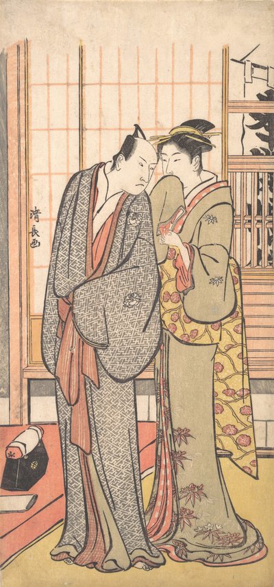 Ichikawa Yaozo III met een Dame door Torii Kiyonaga