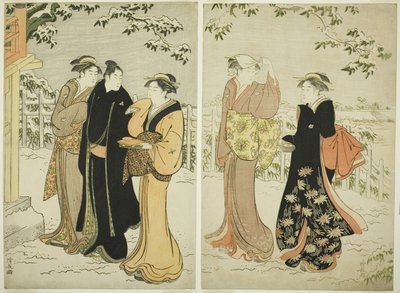 Matsuchi Heuvel na Sneeuwval door Torii Kiyonaga