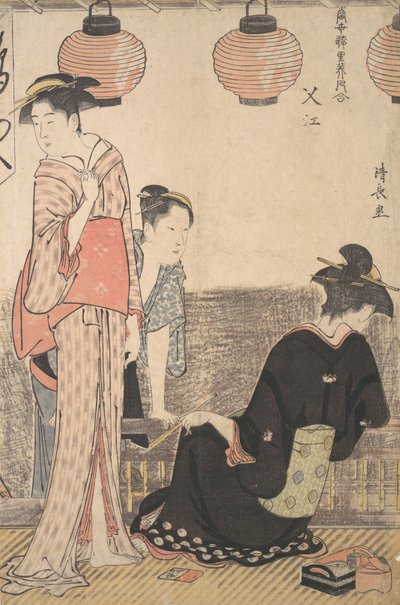 Scène in Nakasu, een district van Edo, 1783 door Torii Kiyonaga