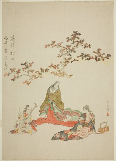 Surimono ter herdenking van de 50e verjaardag van de dood van de acteur Iwai Hanshiro III door Torii Kiyonaga