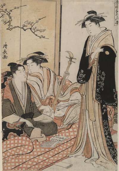 Een Lied van Katō-bushi Leren: Muzikale Vrijetijdsbesteding door Torii Kiyonaga