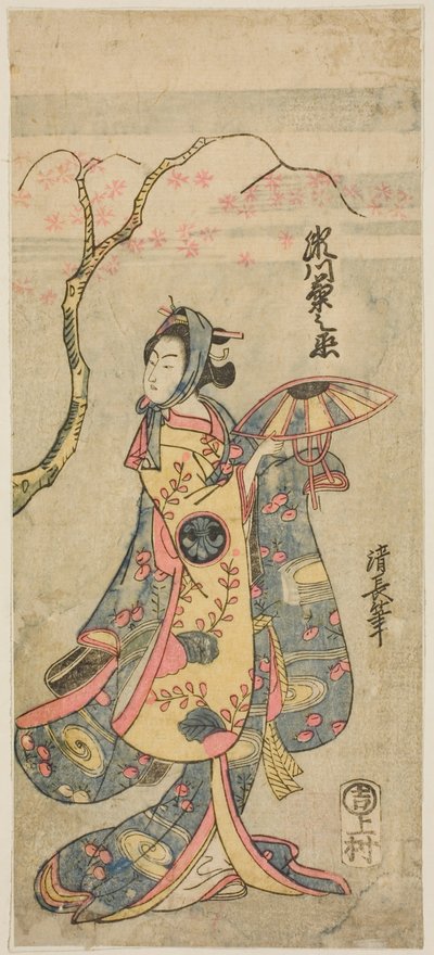 De acteur Segawa Kikunojo II als Shizuka Gozen (?) door Torii Kiyonaga