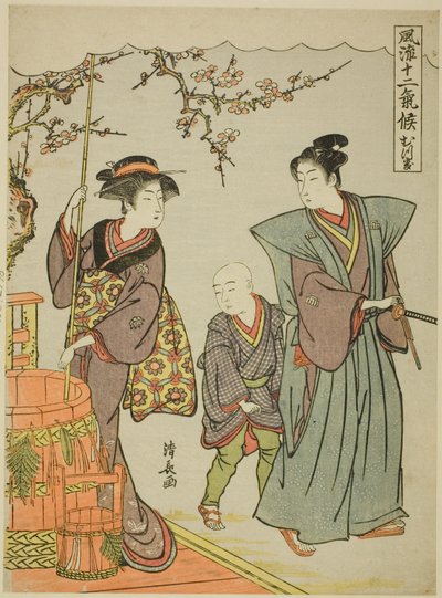 De eerste maand (Mutsuki), uit de serie "Modieuze twaalf seizoenen (Furyu juni kiko)" door Torii Kiyonaga