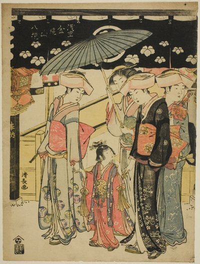 De Nakamise-winkelstraat, uit de serie "Acht wijken van de Kinryuzan-tempel in Asakusa (Asakusa Kinryuzan hakkei)" door Torii Kiyonaga