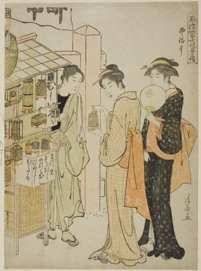 De Zesde Maand (Kazemachizuki), uit de serie "Modieuze Maandelijkse Bezoeken aan Heilige Plaatsen in de Vier Seizoenen (Furyu shiki no tsuki mode)" door Torii Kiyonaga