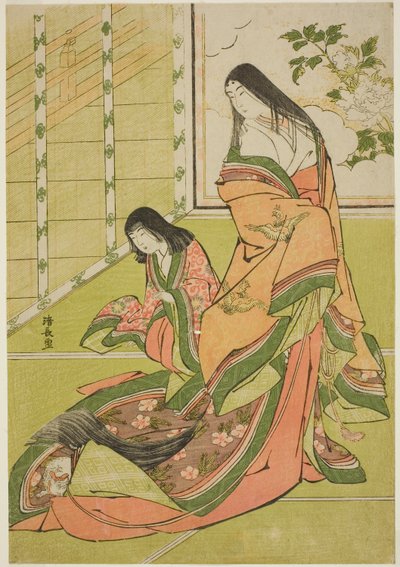 De Derde Prinses en Haar Katje, uit een ongetitelde serie van hofdames door Torii Kiyonaga