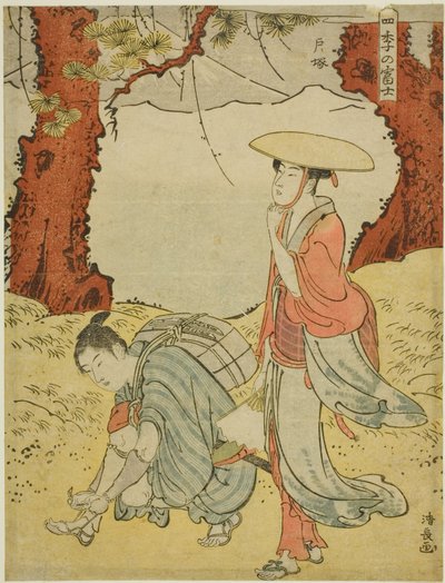 Totsuka, uit de serie "Mount Fuji in de vier seizoenen (Shiki no Fuji)" door Torii Kiyonaga