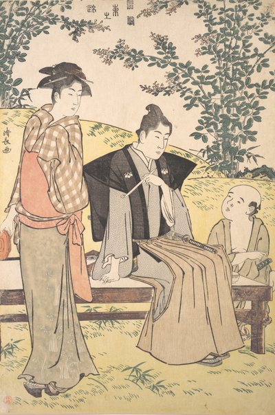 Het bekijken van de Bush Clover bij Hagidera door Torii Kiyonaga