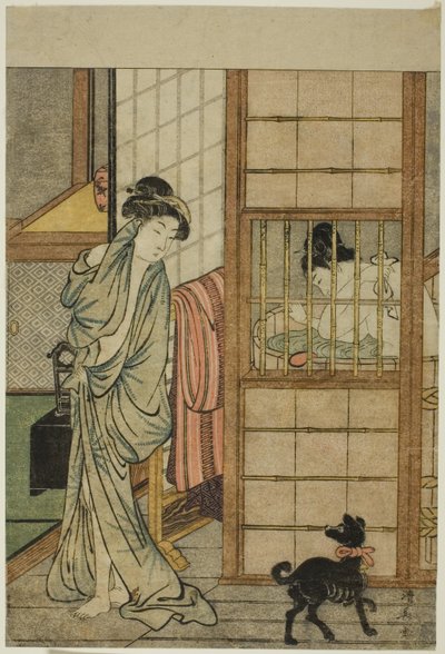 Vrouw Na een Bad, uit "Vergelijking van Verleidelijke Schoonheden (Irokurabe enpu sugata)" door Torii Kiyonaga