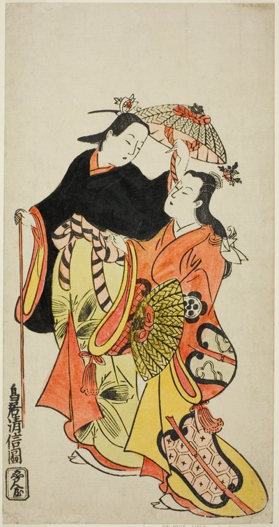 De acteurs Ichikawa Monnosuke I en Dekijima Daisuke II door Torii Kiyonobu II