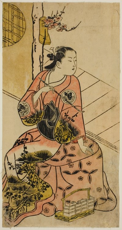 De acteur Sanjo Kantaro met een pijp door Torii Kiyonobu I