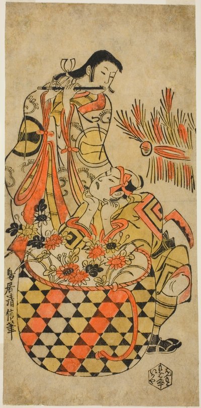 De acteurs Ichikawa Danjuro II en Ichikawa Monnosuke I door Torii Kiyonobu I