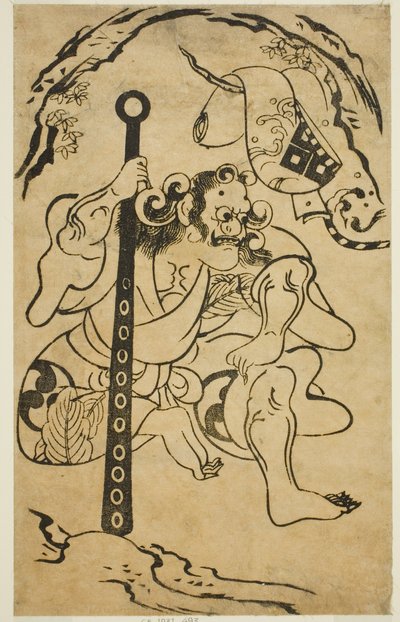 De acteur Yamanaka Heikuro I als een demon door Torii Kiyonobu I