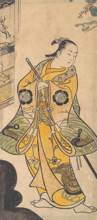 Acteur als een samoerai-jongere, ca. 1735 door Torii Kiyotada