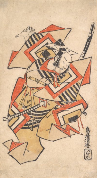 Ichikawa Danjuro II in de scène Wacht een moment Shibaraku, ca. 1715 door Torii Kiyotada