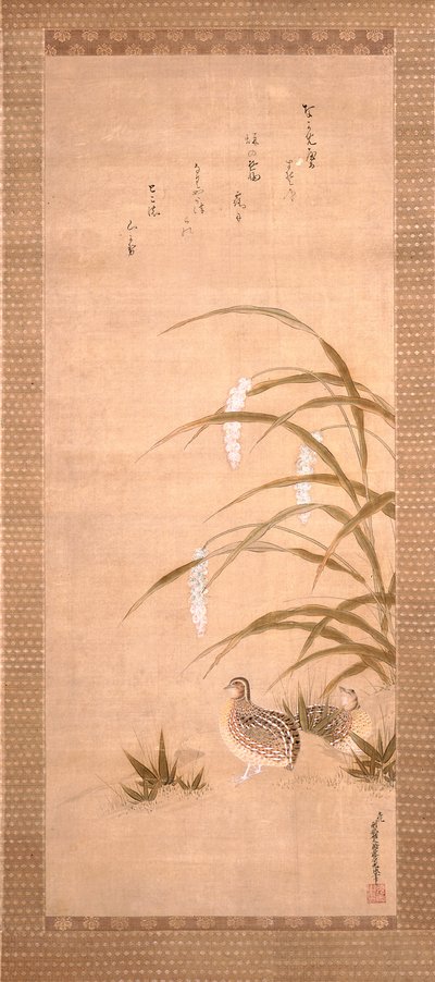Kwartel en gierst door Tosa Mitsunari
