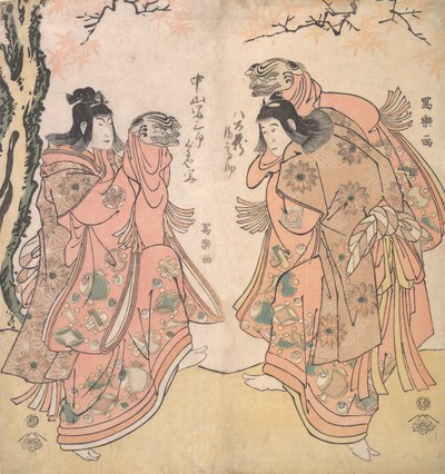 Acteur Ichikawa Yaozo III als begeleider van een courtisane door Toshusai Sharaku