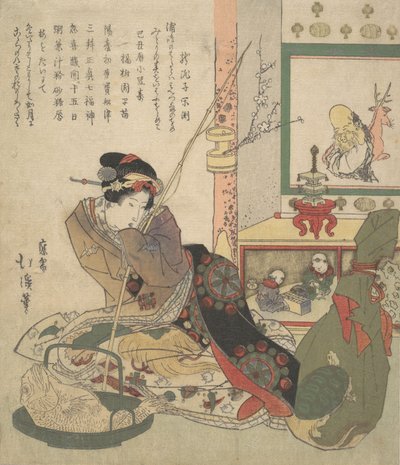 Bijin Urashima en de zeven gelukswezens Shichi-fuku-jin door Totoya Hokkei