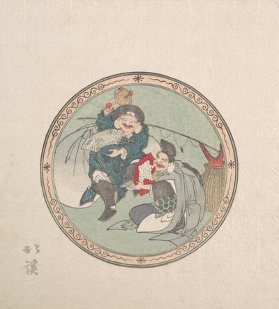 Ebisu en Daikoku, Twee van de Zeven Goden van Geluk, 19e eeuw door Totoya Hokkei