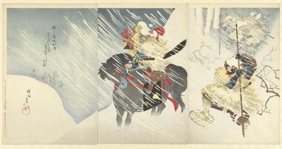 Generaal Sasa Narimasa in een zware sneeuwstorm door Toyohara Chikanobu