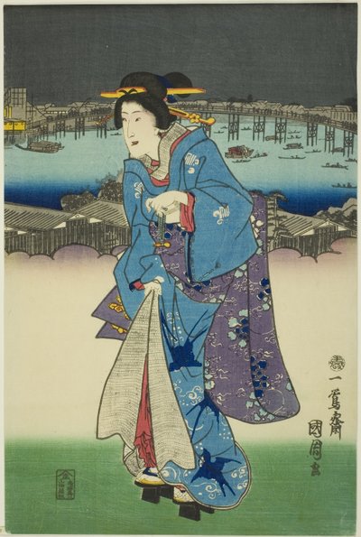 Avondvermaak in Ryogoku in de Oostelijke Hoofdstad door Toyohara Kunichika