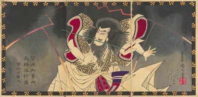 De acteur Ichikawa Udanji I als Sugawara no Michizane in het stuk 