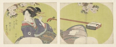 Courtisane en shamisen door Toyokuni (II) , Utagawa
