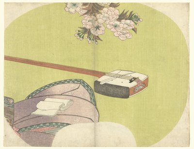 Courtisane en shamisen (De moderne twaalf maanden) door Toyokuni (II) , Utagawa