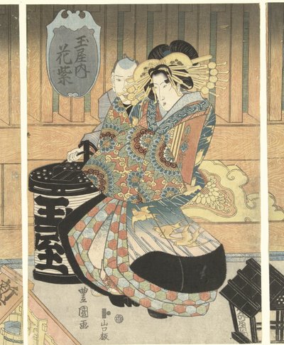 Drie courtisanes uit het Tamaya huis door Toyokuni (II) , Utagawa