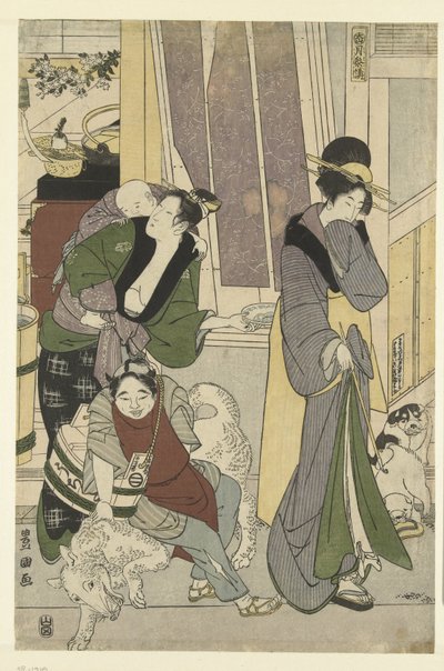 Visverkoper door Toyokuni (II) , Utagawa