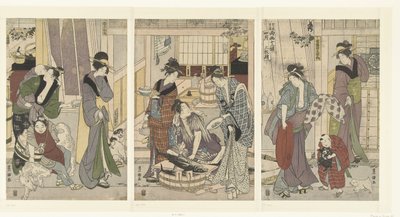 Visverkoper door Toyokuni (II) , Utagawa