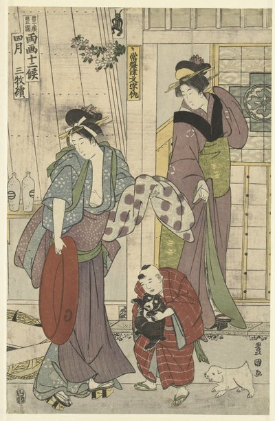 Visverkoper door Toyokuni (II) , Utagawa