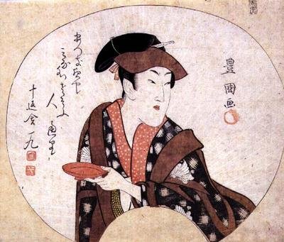 De acteur Segawa Kikunojo III; de acteur wordt off-stage getoond en wordt vergezeld door een gedicht van Jippensha Ikku, gepubliceerd 1808 door Utagawa Toyokuni