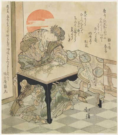 Chinese Prinses aan een Borduurtafel, 1828 door Toyota Hokkei