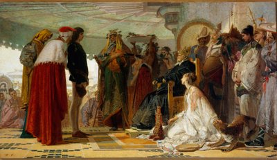 De Venetiaanse navigator Marco Polo voor de grote Qubilai door Tranquillo Cremona
