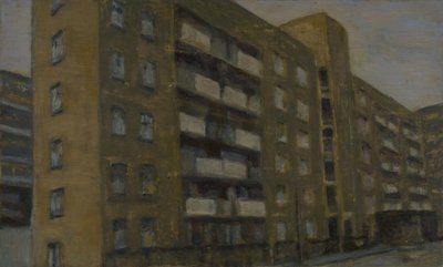 Een plek om te wonen 34, 2012 (olieverf op multiplex) door Trevor Burgess