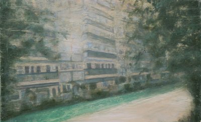 Een plek om te wonen 52, 2013 (olieverf op multiplex) door Trevor Burgess