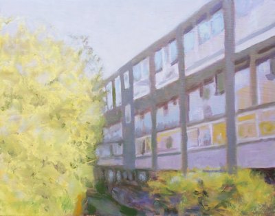 Een plek om te wonen 53, 2013 (olieverf op multiplex) door Trevor Burgess