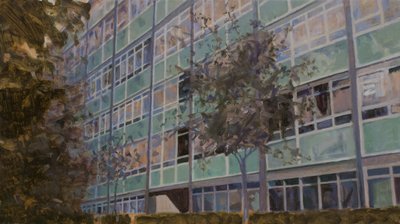 Een plek om te wonen L6, 2013 (olieverf op multiplex) door Trevor Burgess