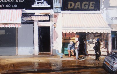 Actie voor ouderen, 2010 (olieverf op board) door Trevor Burgess