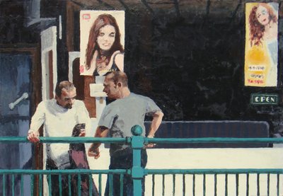 Gesprek, 2006 (olieverf op board) door Trevor Burgess