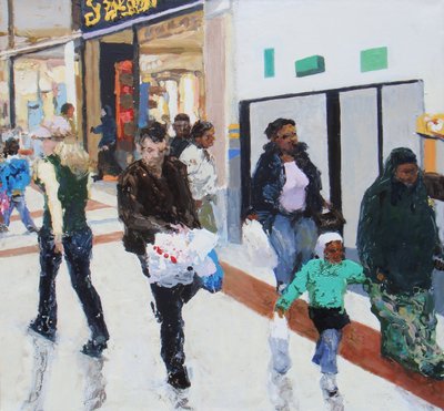 Shoppers 2, 2009 (olieverf op doek) door Trevor Burgess