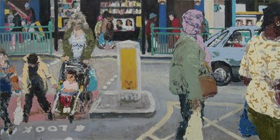 Straat, 2003 (olieverf op doek) door Trevor Burgess